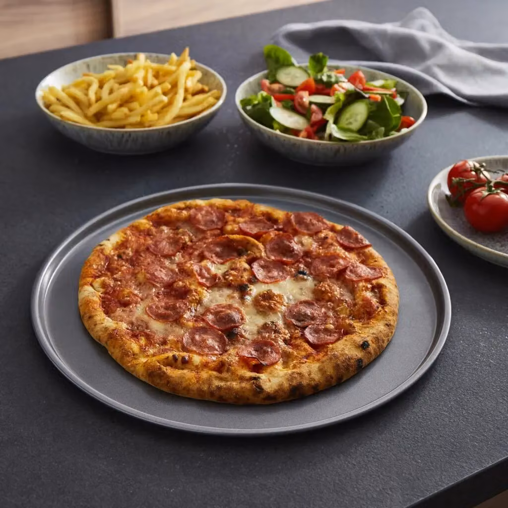 Morphy Richards Grey Non-Stick Carbon Steel Pizza Tray and Crisper Set – 5