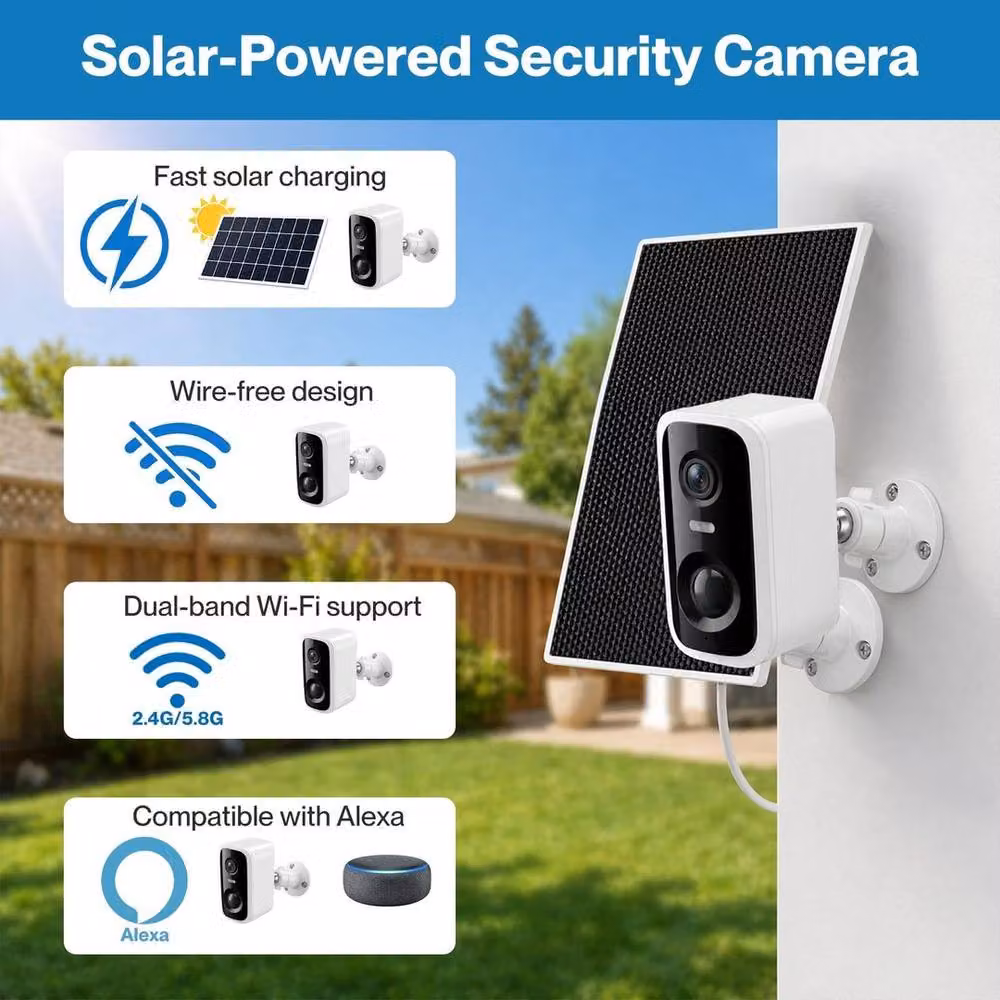 KORVIXA 2K Wireless Solar Powered Security Camera in White – 3