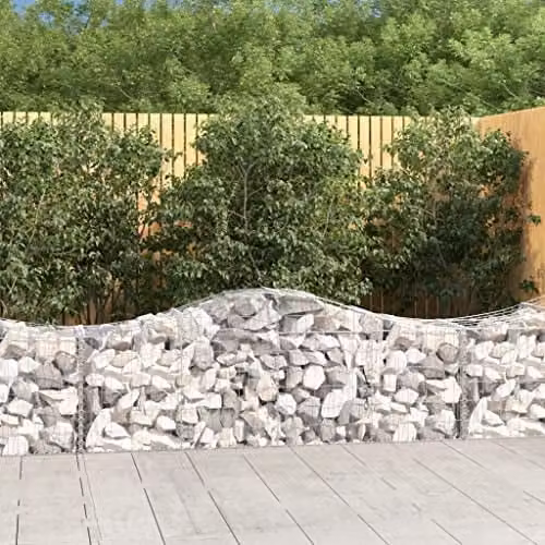 vidaXL Set of 7 Arched Gabion Baskets in Silver Galvanised Steel, W/D/H: 200 x 50 x 60/80 cm – 2