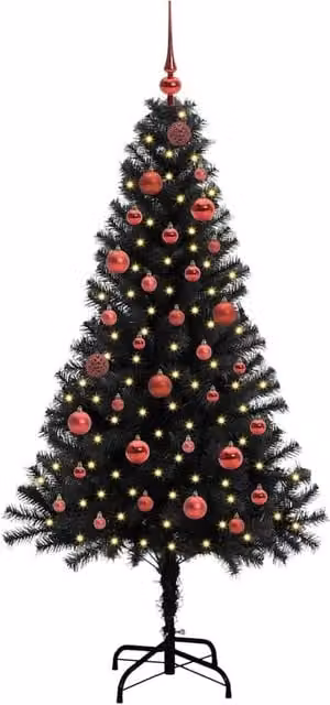 Berkfield Home Lush Christmas Tree with 150 LEDs and Stand, Black, Height: 150 cm – 1