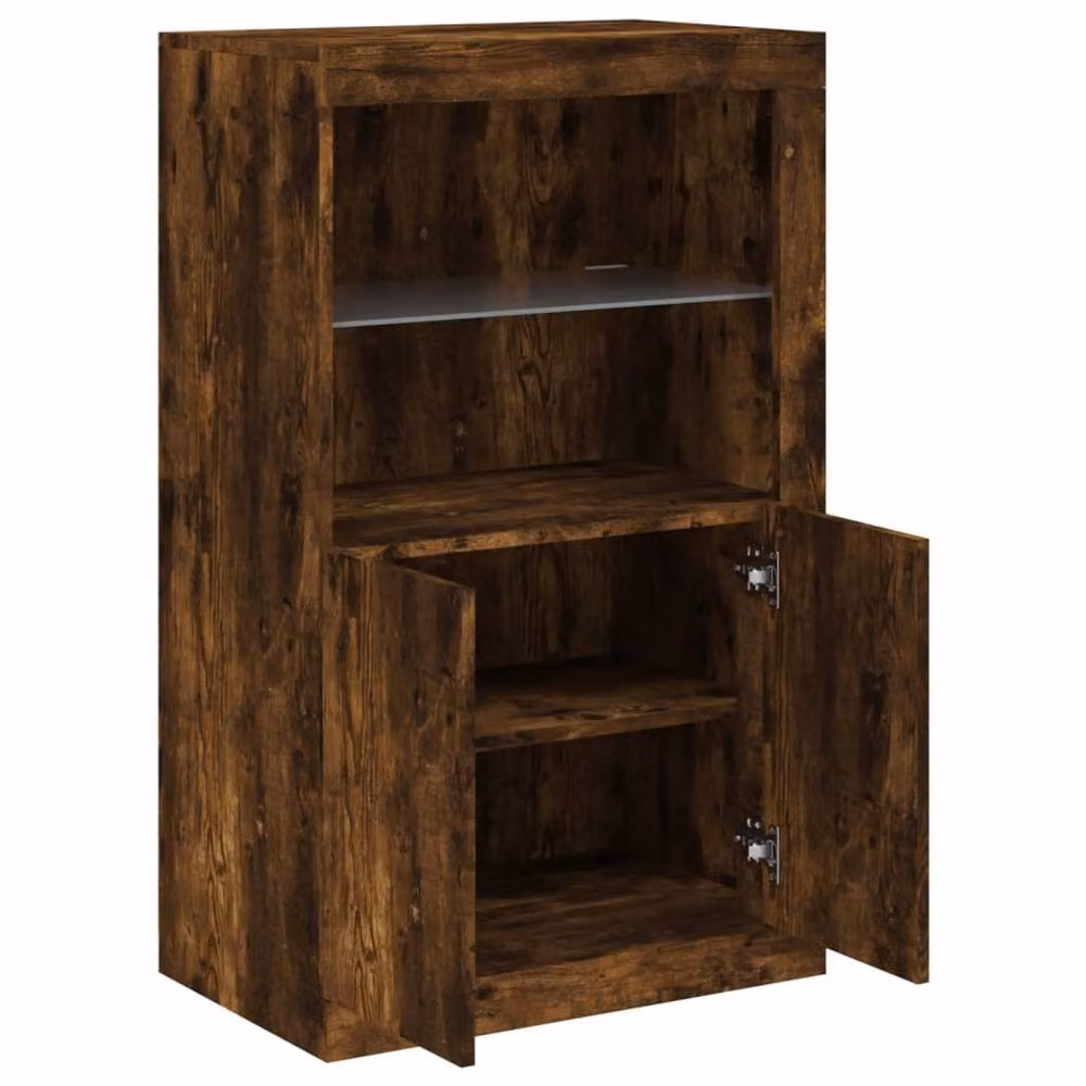 Berkfield Home Modern Side Cabinet in Smoked Oak with Integrated LED Lights, Brown – 5