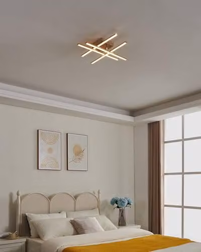 Eglo Lasana 4 Modern LED Ceiling Lamp in Wood Effect Brown and White – 2