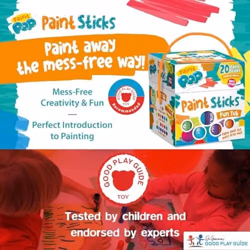 Paint Pop Water Soluble Wax Paint Sticks for Children, 20 Pack Multicolour Storage Tub Set – 2
