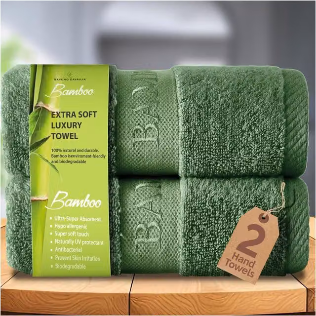 Gaveno Cavailia 2 Pack Bamboo and Cotton Bath Sheets, Green, W: 90 cm x L: 140 cm, 500 GSM – 1