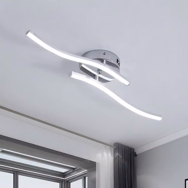 Goeco Modern Silver Wave LED Ceiling Light, 14 W, 6500K Cool White