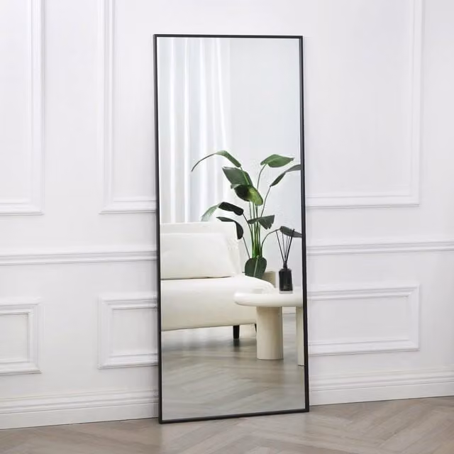 Home Garden Direct Anax Full Length Mirror with Black Metal and Wood Frame, W: 65 cm, H: 160 cm