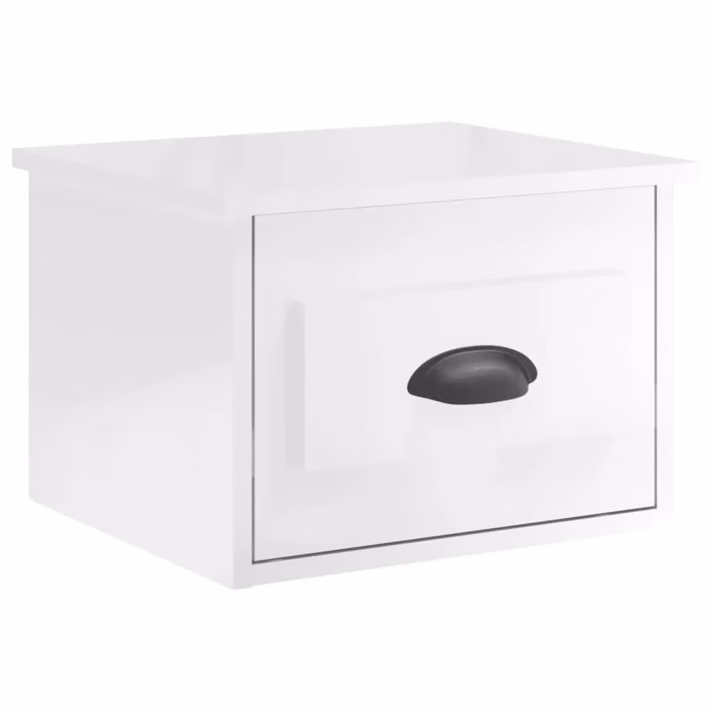 Berkfield Home Wall-mounted Bedside Cabinet in High Gloss White, W: 41.5 cm, D: 36 cm, H: 28 cm – 2