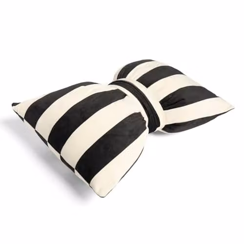 OHS Striped Bow Shaped Decorative Scatter Cushion in Black and White, W/H: 50 x 35 cm
