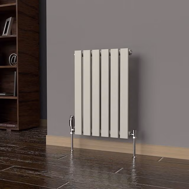 Lux Heat Flat Horizontal Coloured Radiator in Dune Grey, W: 60.0 cm, H: 42.0 cm