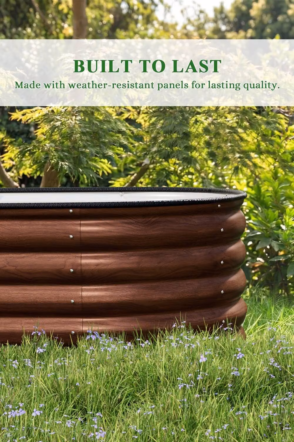 Garden Sanctuary Oval-Shaped Galvanised Steel Raised Garden Bed in Brown, W/D/H: 80 x 42 x 80 cm – 4