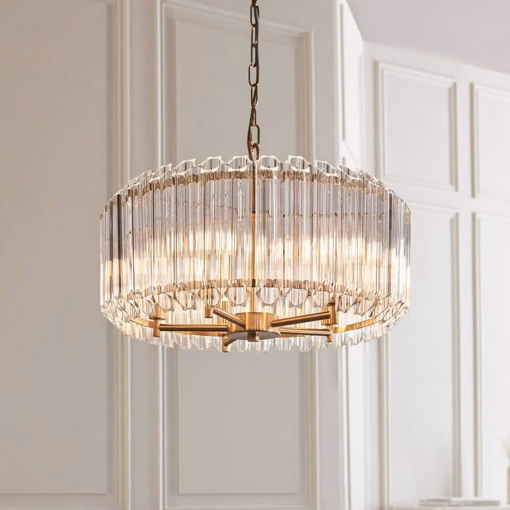 Netlighting Valentina Pendant Light in Gold/Brass with Transparent Glass, 5x E14 – 3