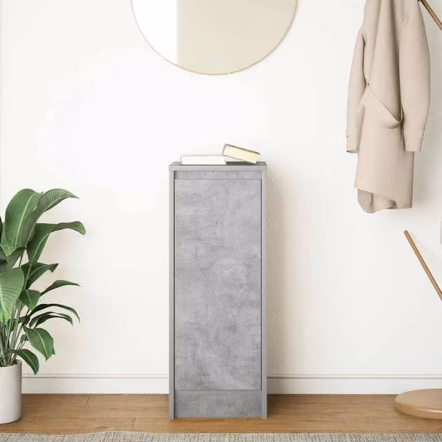 Berkfield Home Sideboard in Concrete Grey, W/D/H: 29.5 x 34 x 76 cm