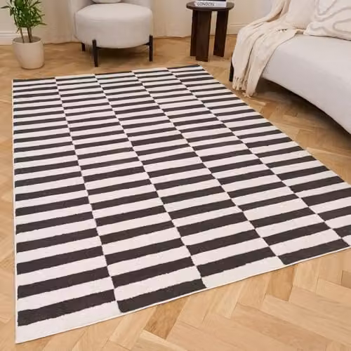 THE RUGS Loft Collection Modern Striped Living Room Area Rug in Grey, W: 80 cm, L: 150 cm
