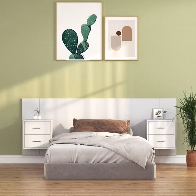 Berkfield Home White Engineered Wood Bed Headboard with Integrated Nightstands and Side Compartments