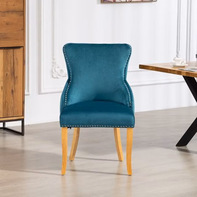 Artemis Home Orvino Velvet Fabric Dining Chairs, Set of 2, Petrol Blue