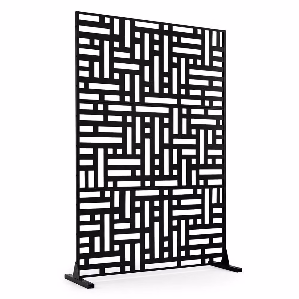 Costway Metal Privacy Screen Decorative Louvered Room Divider in Black, Height: 183 cm – 4