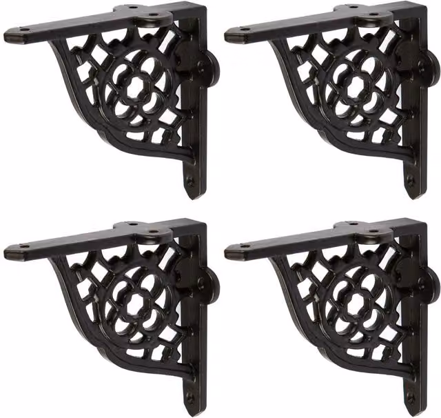 Hammer and Tongs Honeycomb Iron Shelf Bracket, Pack of 4, Matt Black, Diameter: 100 mm