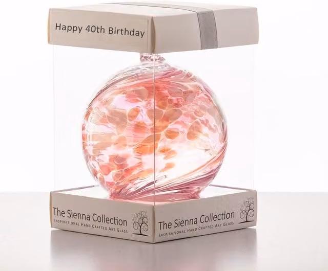 Sienna Glass Pink Tourmaline Abstract Round Hanging Glass Bauble for Adults