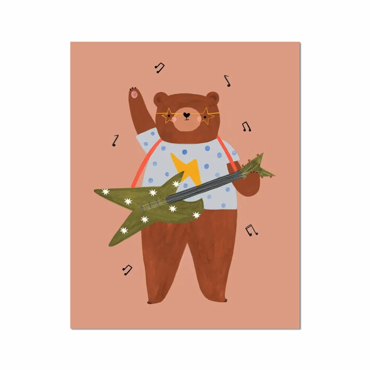 Kid of the Village Rock 'N' Roll Bear Multicolour Fine Art Paper Print, W: 29.7 cm, H: 42 cm – 3