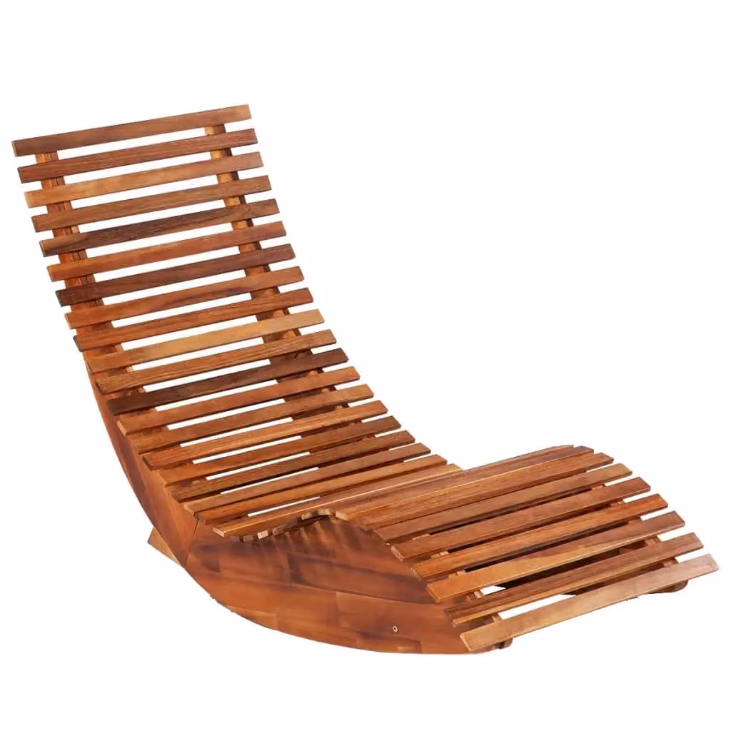 Berkfield Home Set of 2 Brown Acacia Wood Rocking Sun Loungers – 2