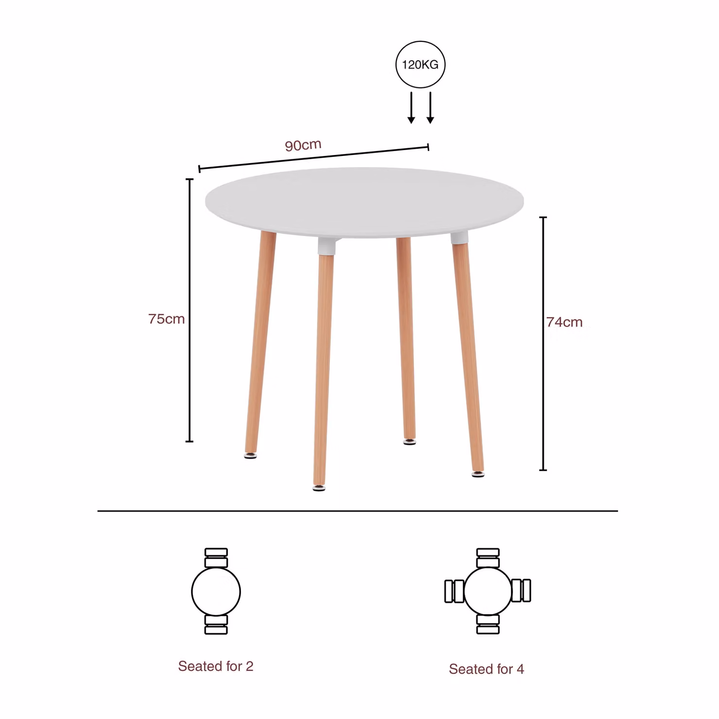 Vida Designs Batley Round 4 Seater Dining Table in White with Solid Beech Wood – 2