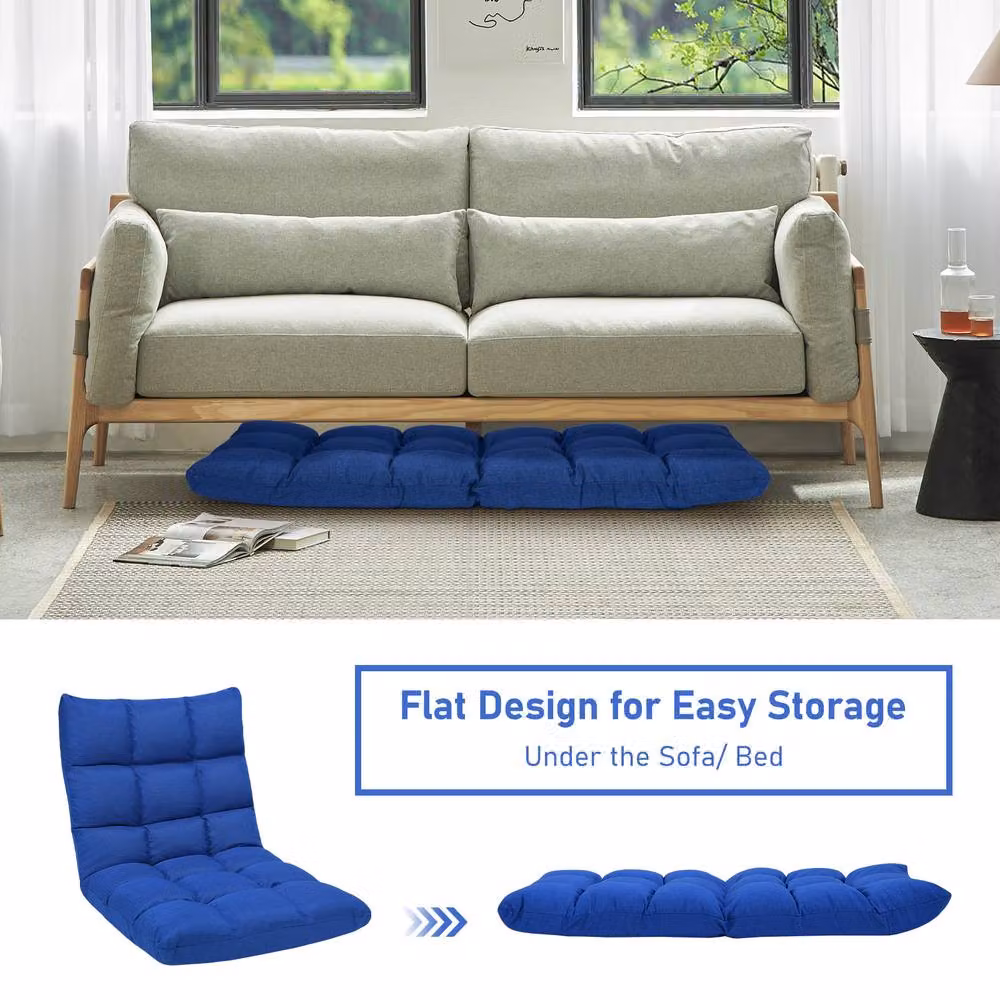 Costway 14-Position Adjustable Folding Video Gaming Sofa Chair in Blue – 8