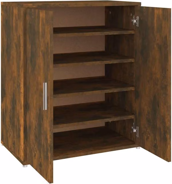 Berkfield Home Smoked Oak Shoe Cabinet in Brown, W/D/H: 60 x 35 x 70 cm