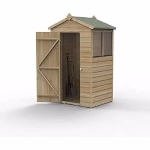 Forest Garden 4x3 Apex Shiplap Wooden Shed with 2 Windows in Brown