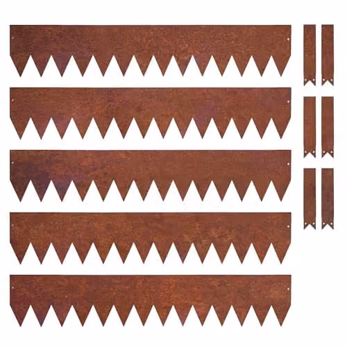 Nicoman Metal Garden Border Edging with Saw-Tooth Spikes, Set of 5, Bronze – 1