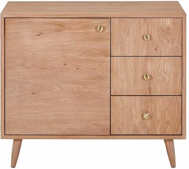 Vente-unique Solid Oak Vanity Unit in Light Natural, W: 93 cm, H: 80 cm