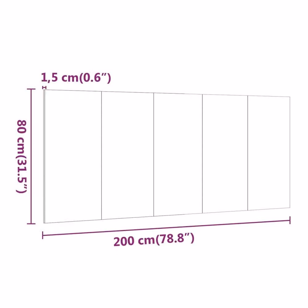 Berkfield Home Black Engineered Wood Bed Headboard W: 200 cm, D: 1.5 cm, H: 80 cm – 3