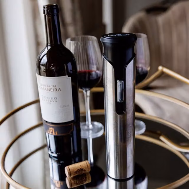 BarCraft Electric Corkscrew in Silver Stainless Steel