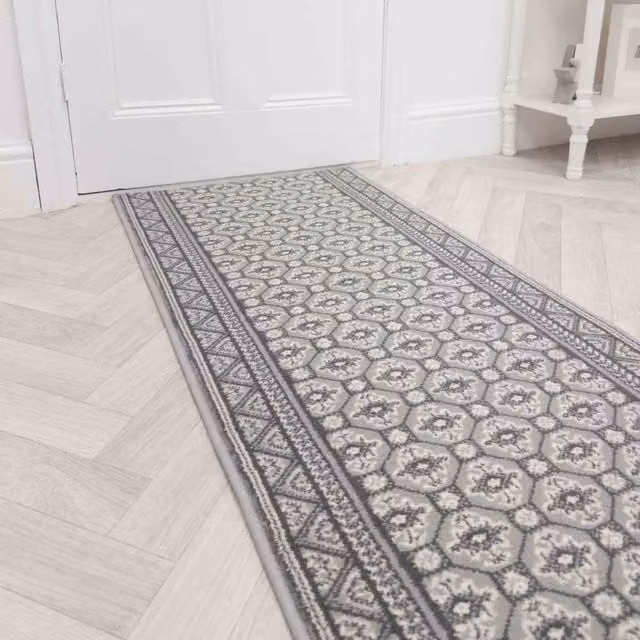 runrug Heriz Hallway Carpet Runner Rug in Grey, W: 60 cm, L: 300 cm – 1