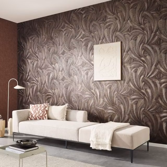 Erismann Plume Feather Vinyl Wallpaper in Bronze