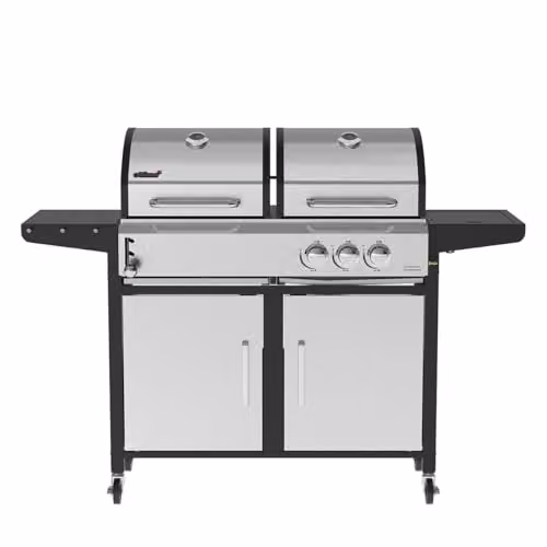 Charles Bentley Dual Fuel 2+1 Burner Gas and Charcoal Grill BBQ in Black and Silver, H x W x D: 110 x 147.5 x 52 cm – 3