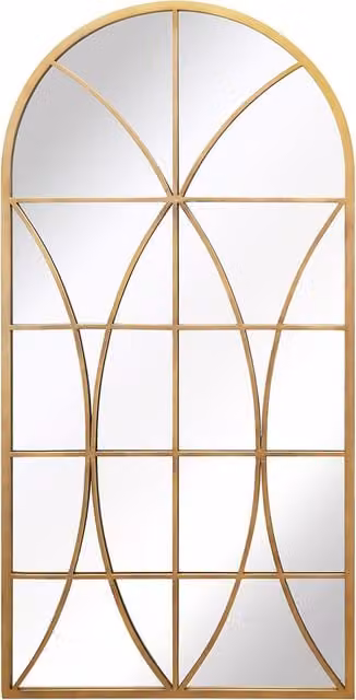 Charles Bentley Madrid Arch Garden Mirror in Gold, Rust Proof and Water Resistant Wall Mount