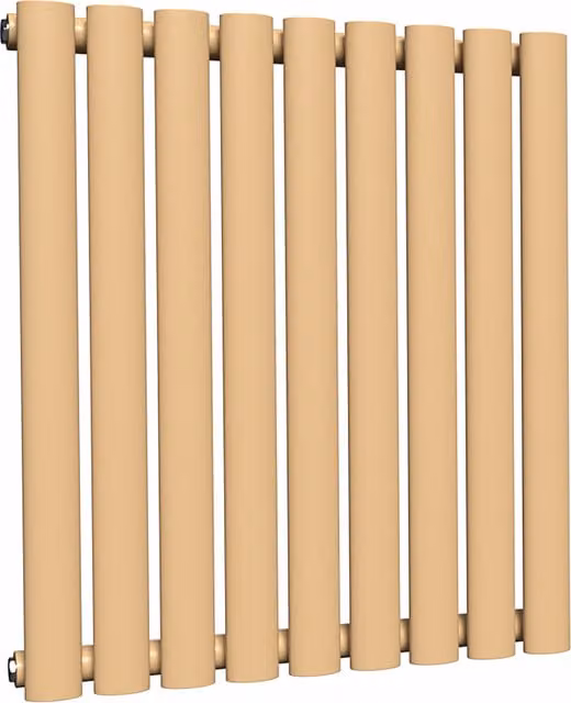 Lux Heat Oval Horizontal Coloured Steel Radiator in Caramel Fudge, W: 60.0 cm, H: 54.0 cm