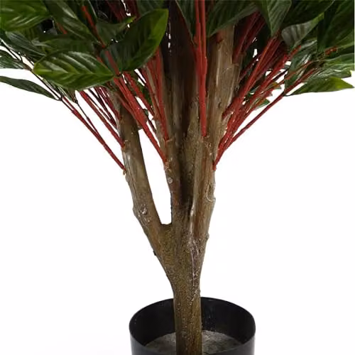 Leaf Artificial Topiary Tree Pair in Green, Tabletop Round Plastic Trees, H 50 cm x W 50 cm x D 50 cm – 4