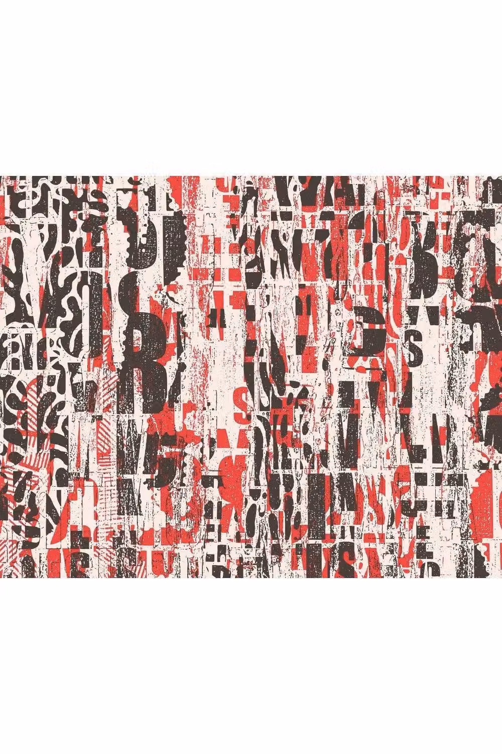 Origin Murals Letterpress Graffiti Industrial Wall Mural in Red, W: 350 cm, H: 280 cm – 2