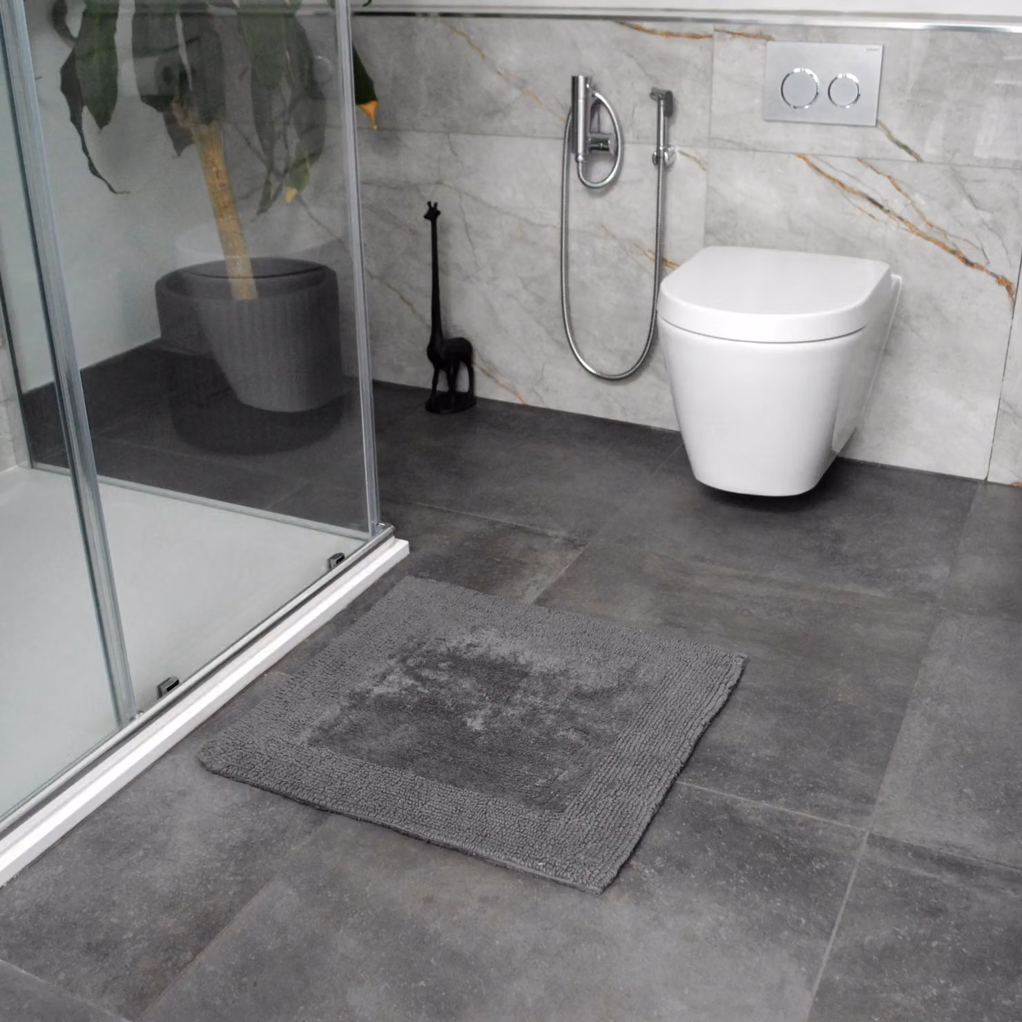 Allure Bath Fashions Reversible Heavyweight Cotton Square Shower Mat, Charcoal, W/D/H: 55 x 55 x 1 cm – 2
