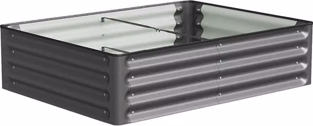 Livingandhome Metal Raised Garden Bed in Dark Grey, W: 120 cm, D: 90 cm, H: 30 cm