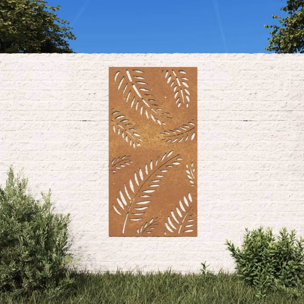 Berkfield Home Brown Corten Steel Floral Leaf Wall Decoration, W: 105 cm, H: 55 cm – 2