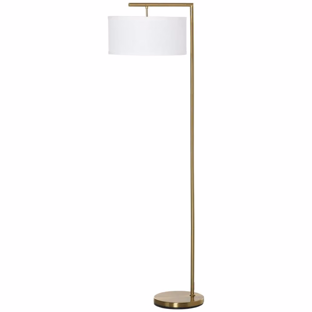Wyld Haus Kesu Rolo Modern Floor Lamp in Gold and White with Linen Shade, Height: 153 cm – 2