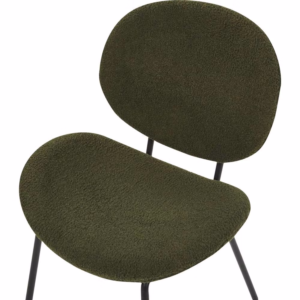 Wyld and Coco Set of 2 Dark Green Boucle Dining Chairs – 4