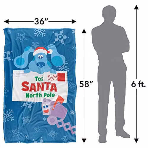 Logovision Nickelodeon Blue's Clues Blue to Santa Letter Super Soft Fleece Throw Blanket, Blue and Multicolour, W/D/H: 91 x 147 cm – 2