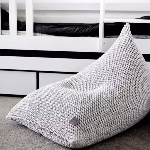 Zuri House Kids Knitted Beanbag in Beige, W/D/H: 70 x 100 x 70 cm – 4