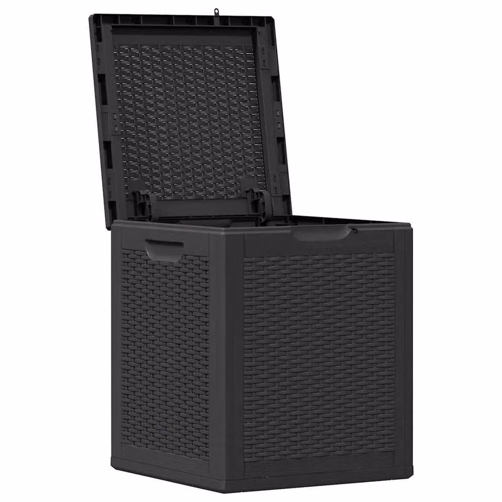 Berkfield Home Garden Storage Box 90L Black Rattan Plastic W/D/H: 51 x 44 x 43 cm – 3