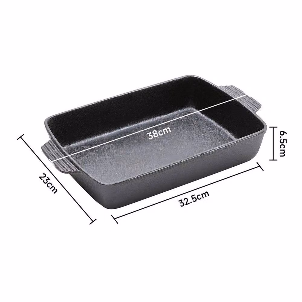 Kelvenix Pre-Seasoned Deep Rectangular Cast Iron Roasting Pan in Black – 2