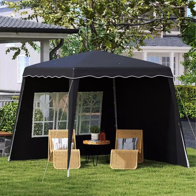 Outsunny Pop Up Gazebo with Slant Legs and Carry Bag, Black, W/D: 240 x 240 cm