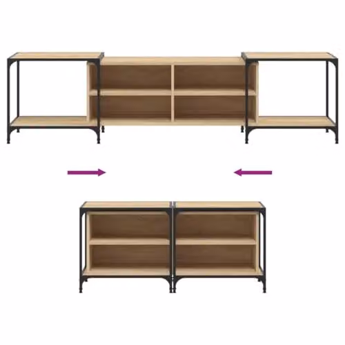 vidaXL Industrial Smoked Oak TV Cabinet in Brown with Metal Frame and Wood Shelves for your Living Room or Bedroom – 3